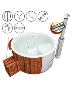 Holzklusiv Hot Tub Saphir 200 Thermoholz Spa Deluxe CleanUV Wanne Weiß