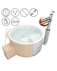 Holzklusiv Hot Tub Saphir 200 Fichte Spa Deluxe CleanUV Wanne Weiß